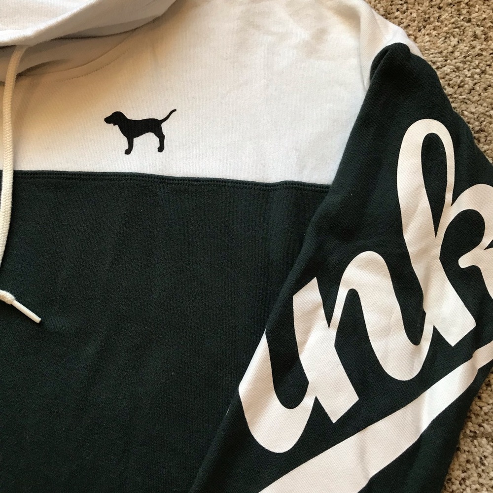 Med Green/White VS Pink pullover hoodie